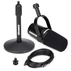 Shure MV7+-K-BNDL Micrófono USB/XLR para Podcast con Soporte de Mesa